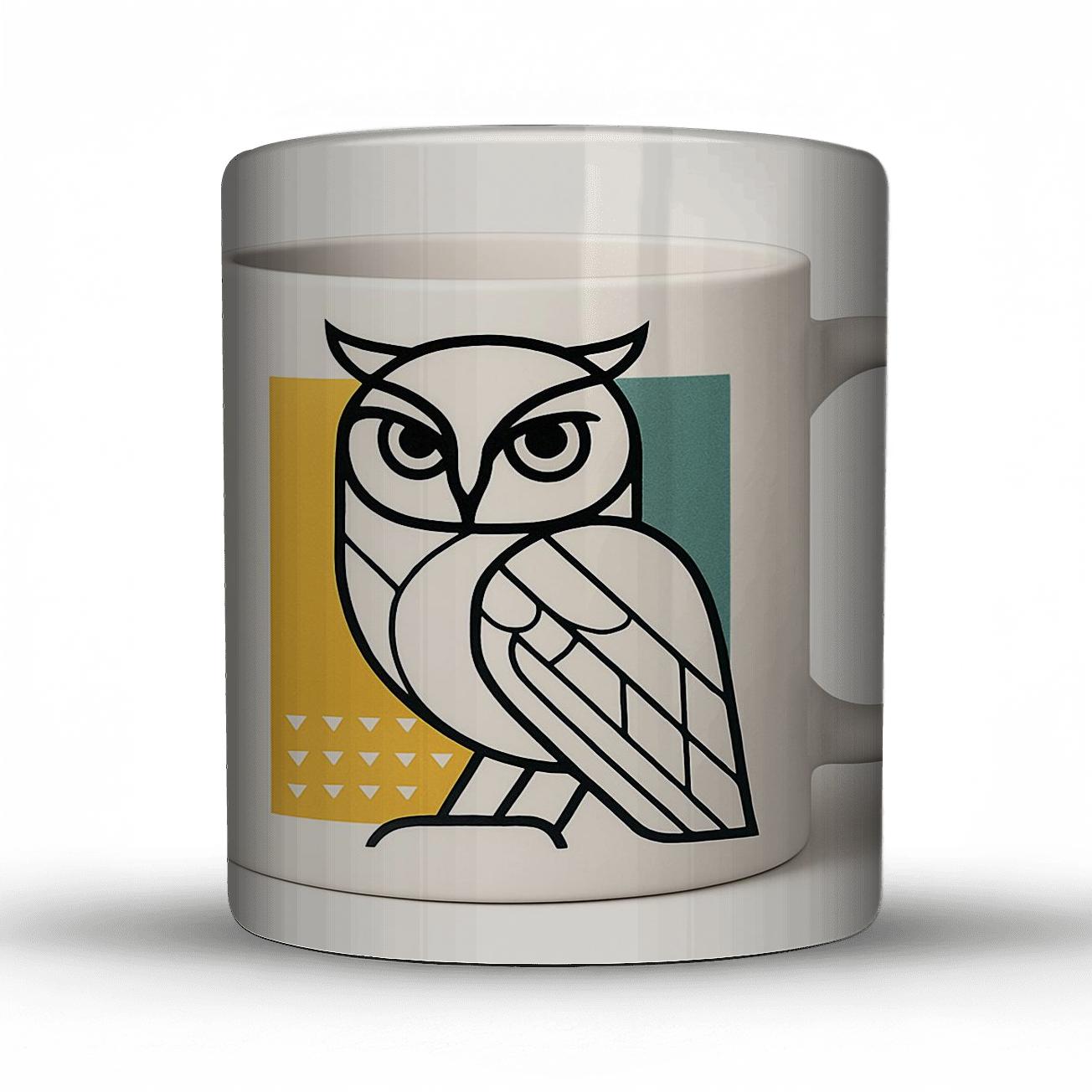 Bauhaus Owl Geometric Line Art Wrap gift mugs for occasions