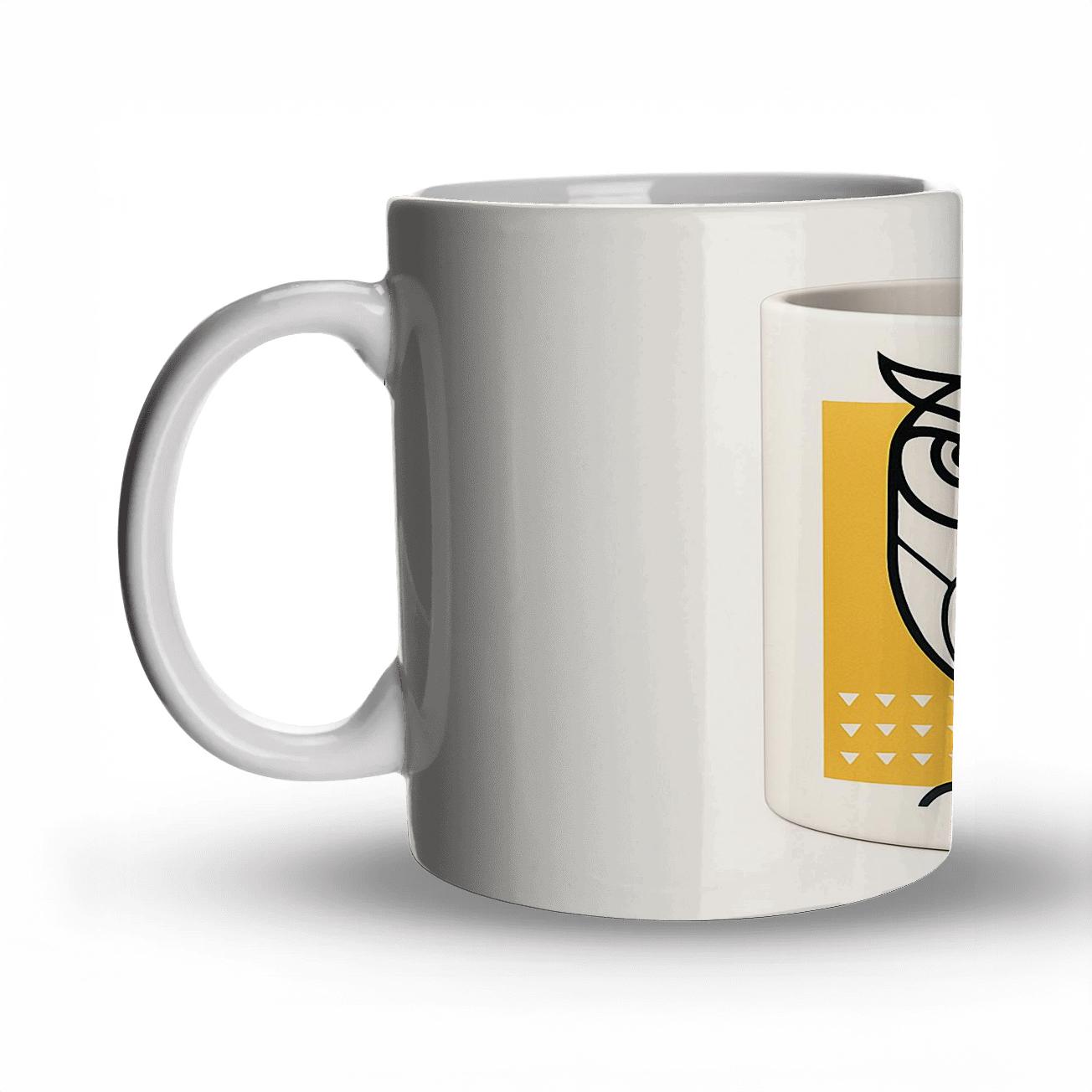 Bauhaus Owl Geometric Line Art Wrap gift mugs for occasions