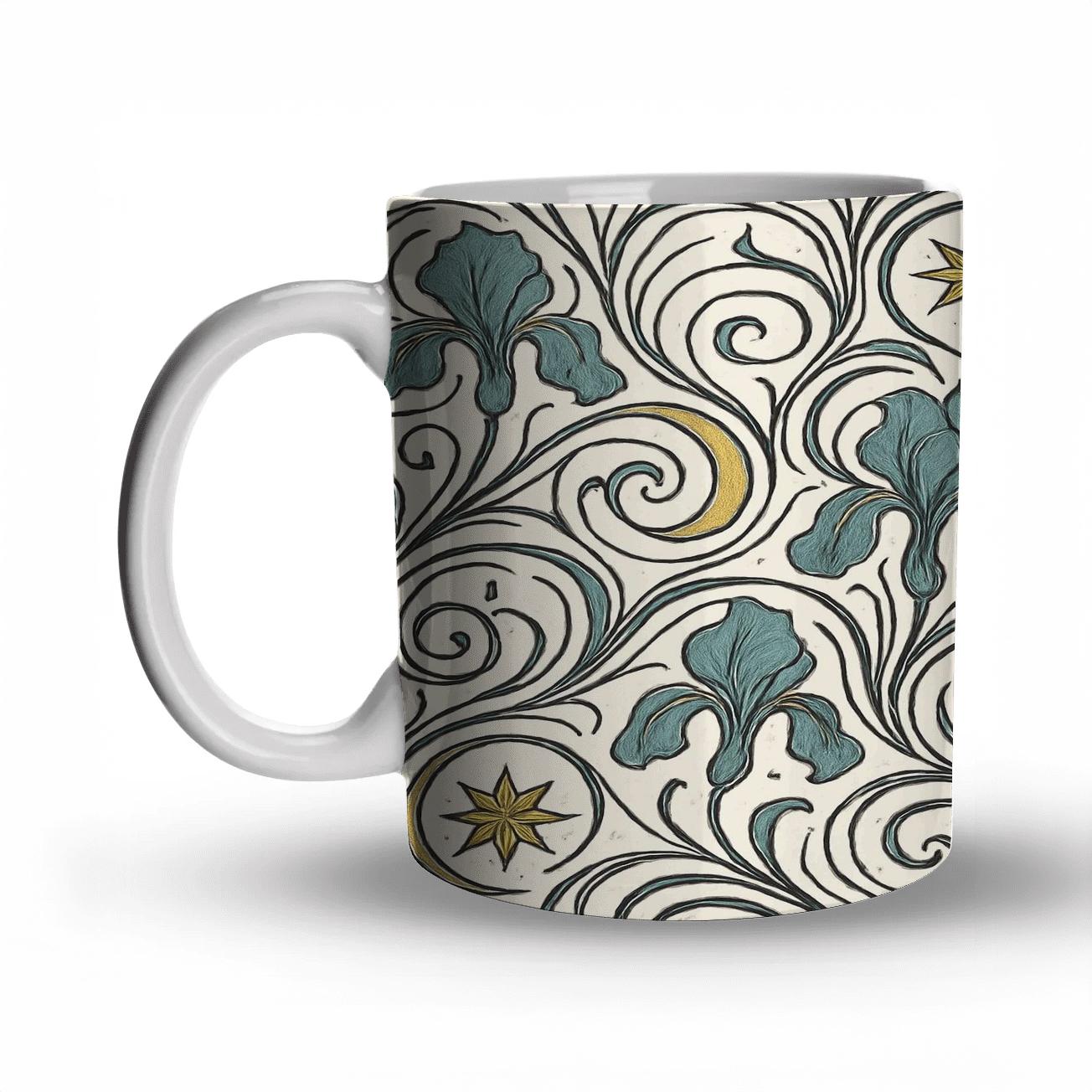 Art Nouveau Celestial Whiplash Filigree Pattern personalized mugs