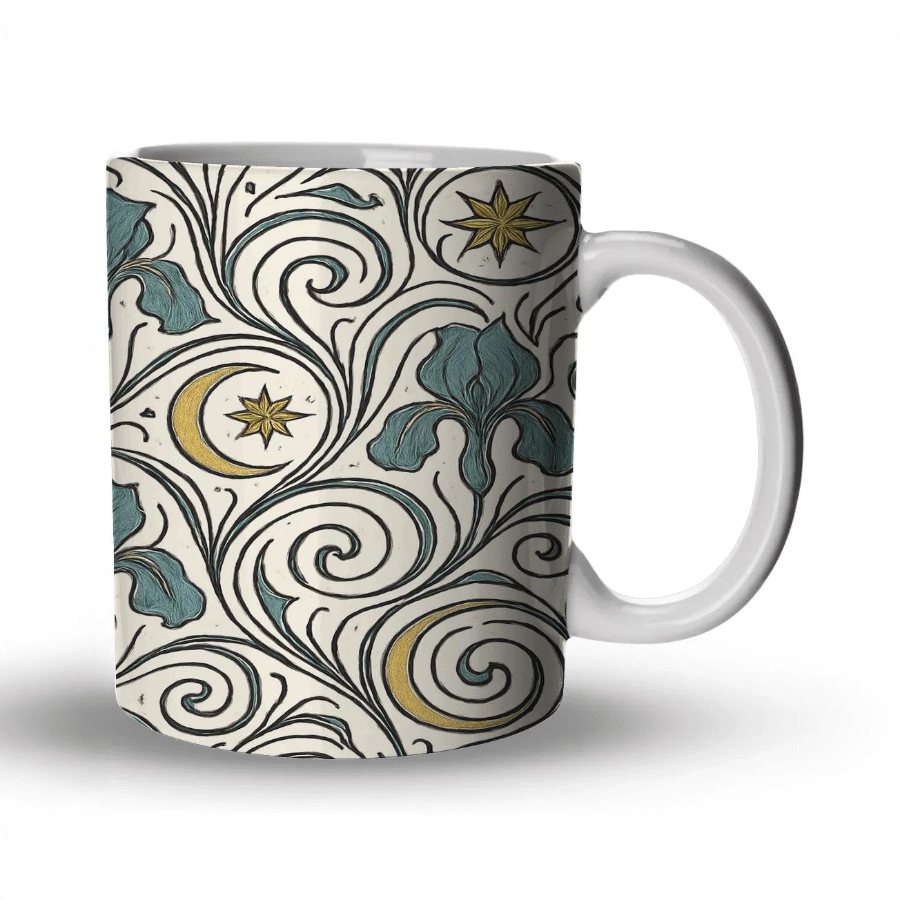 Art Nouveau Celestial Whiplash Filigree Pattern personalized mugs