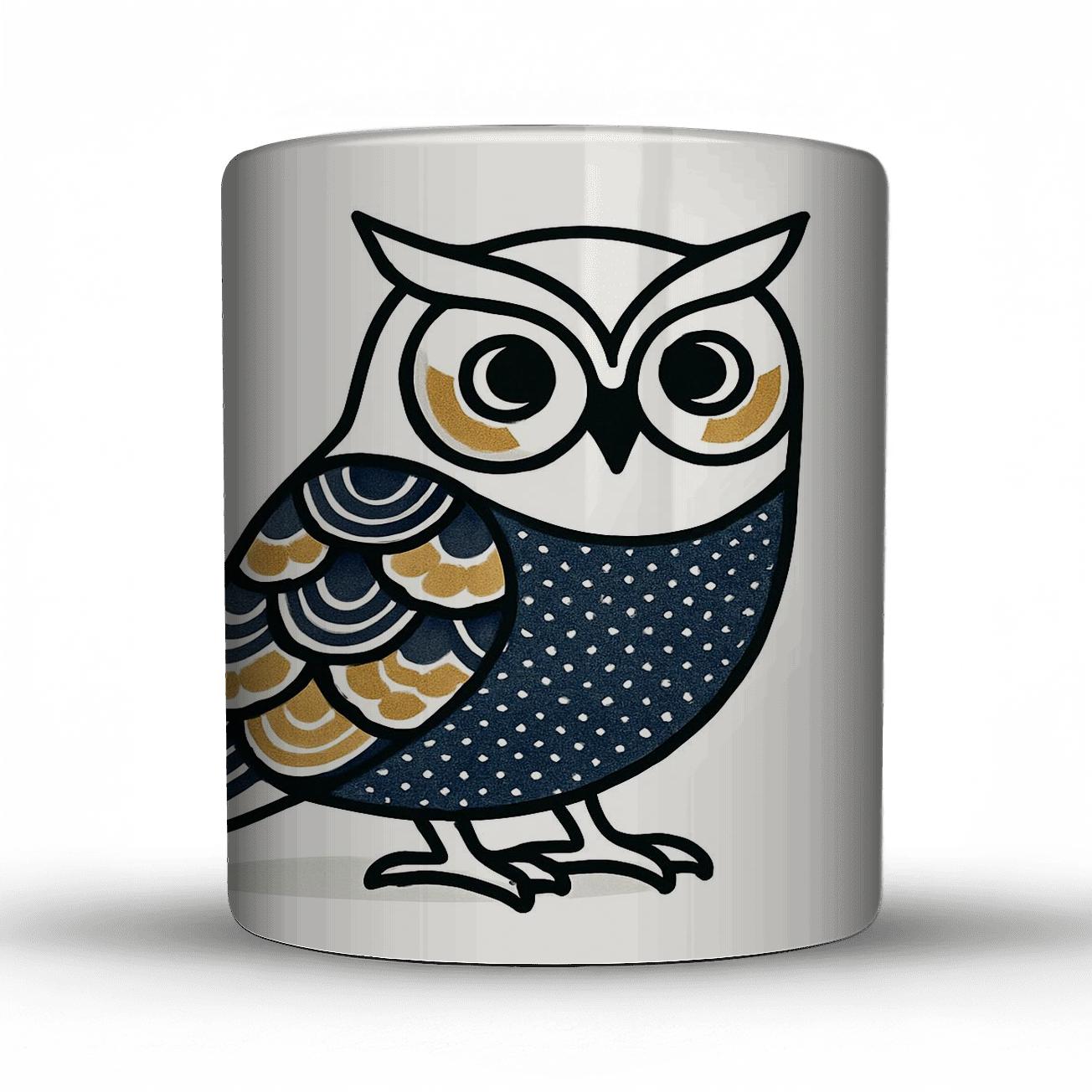 Katazome Owl Medallion Line Art personalized mugs