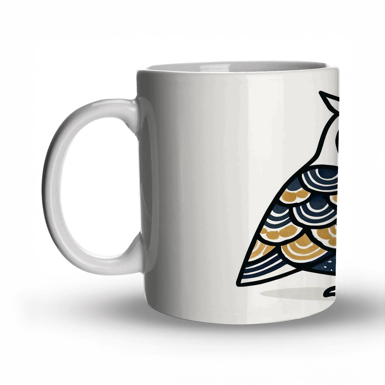 Katazome Owl Medallion Line Art personalized mugs