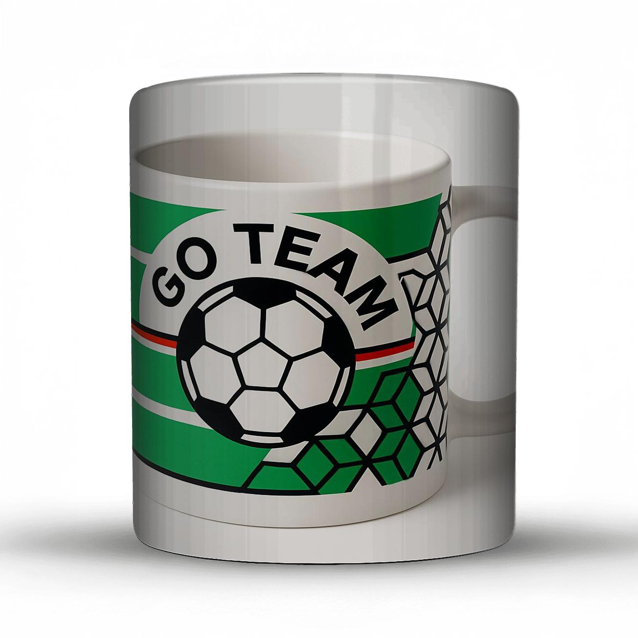 Go Team Soccer Pentagons Swiss Poster Line Art personalized mugs