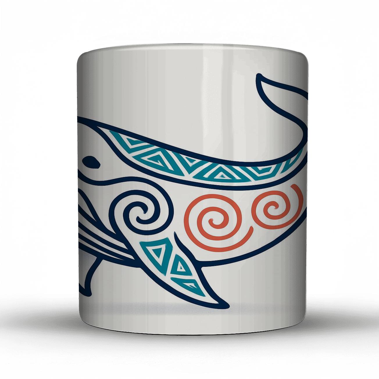 Inuit Inspired Whale Spiral Current Pattern decorative mug sets