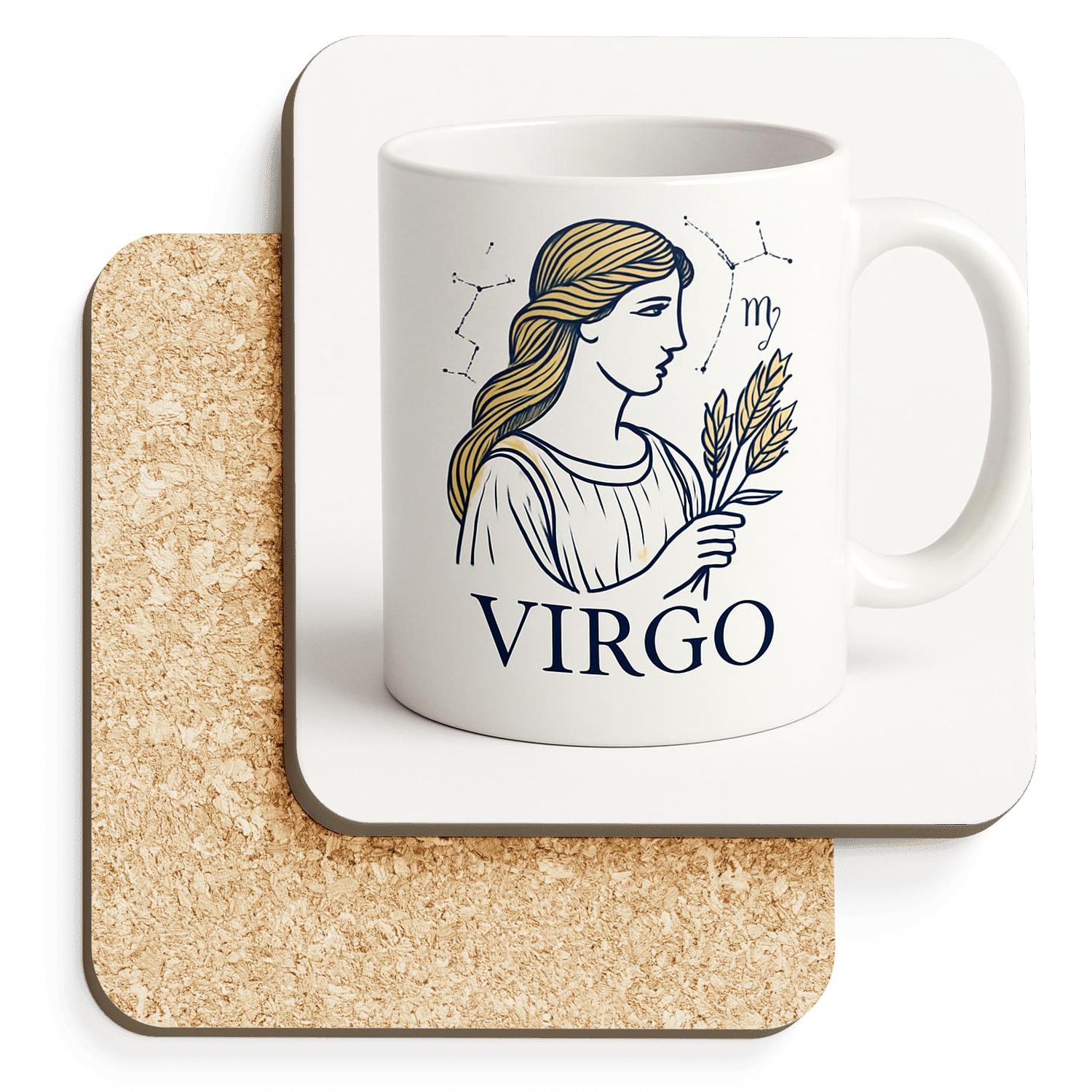 Virgo Maiden Astrolabe Ornament Line Art custom engraved coasters