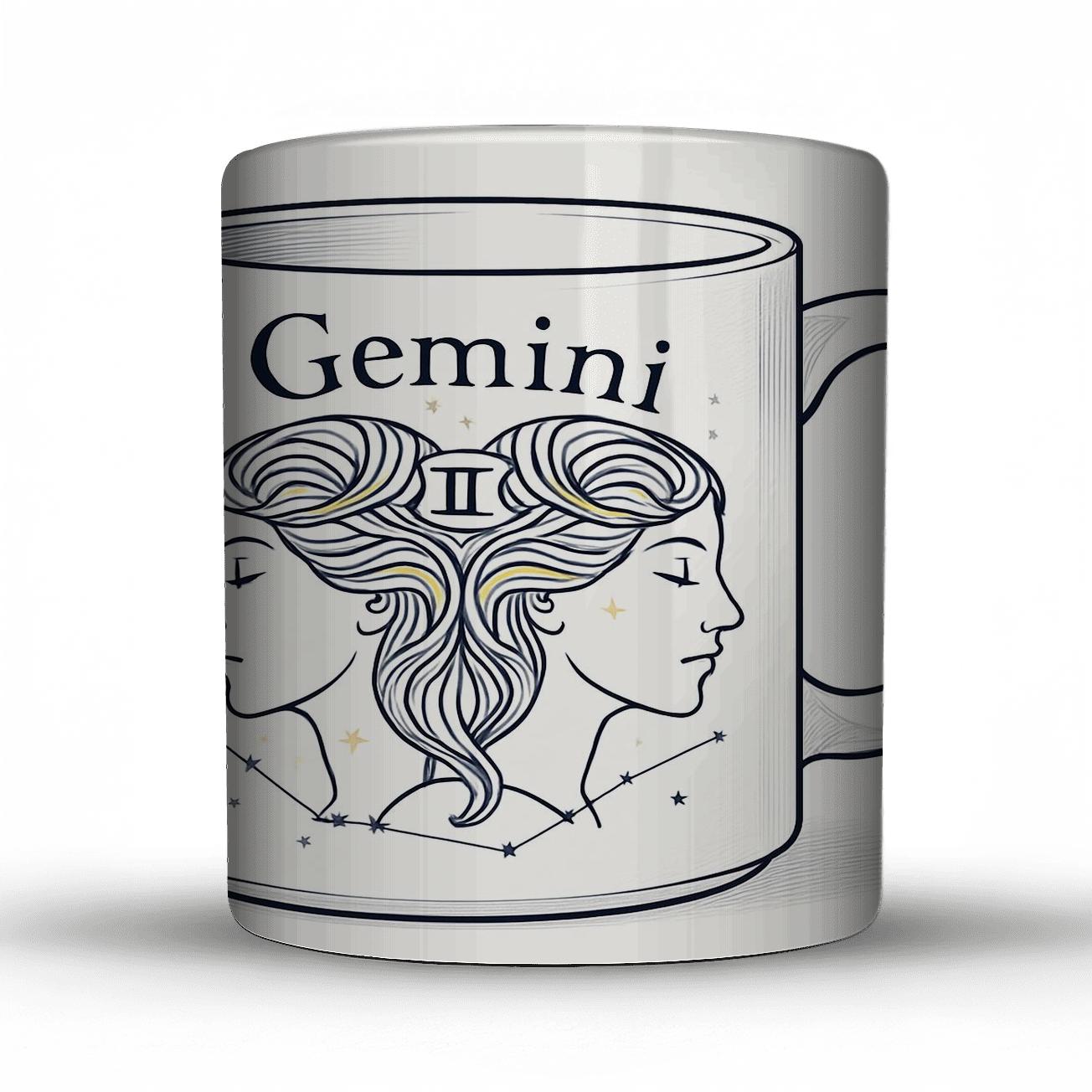 Gemini Gold Foil Twins With Art Nouveau Constellation Filigree insulated thermal mugs