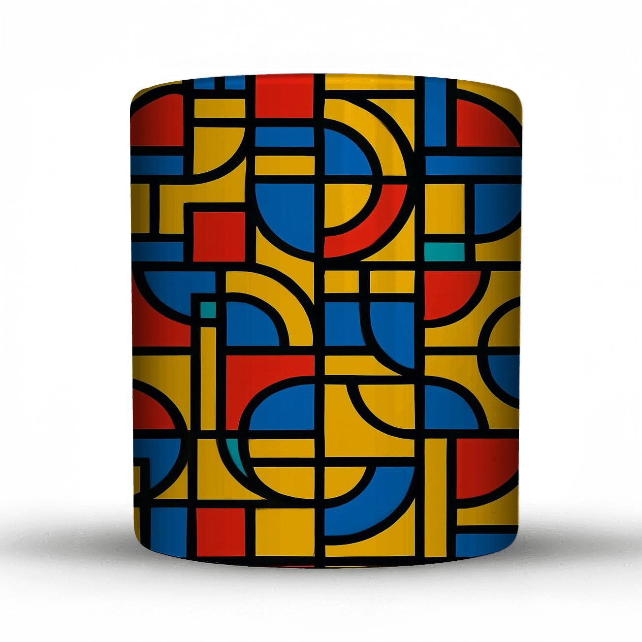 De Stijl Carnival Circuit Lattice ceramic coffee mugs