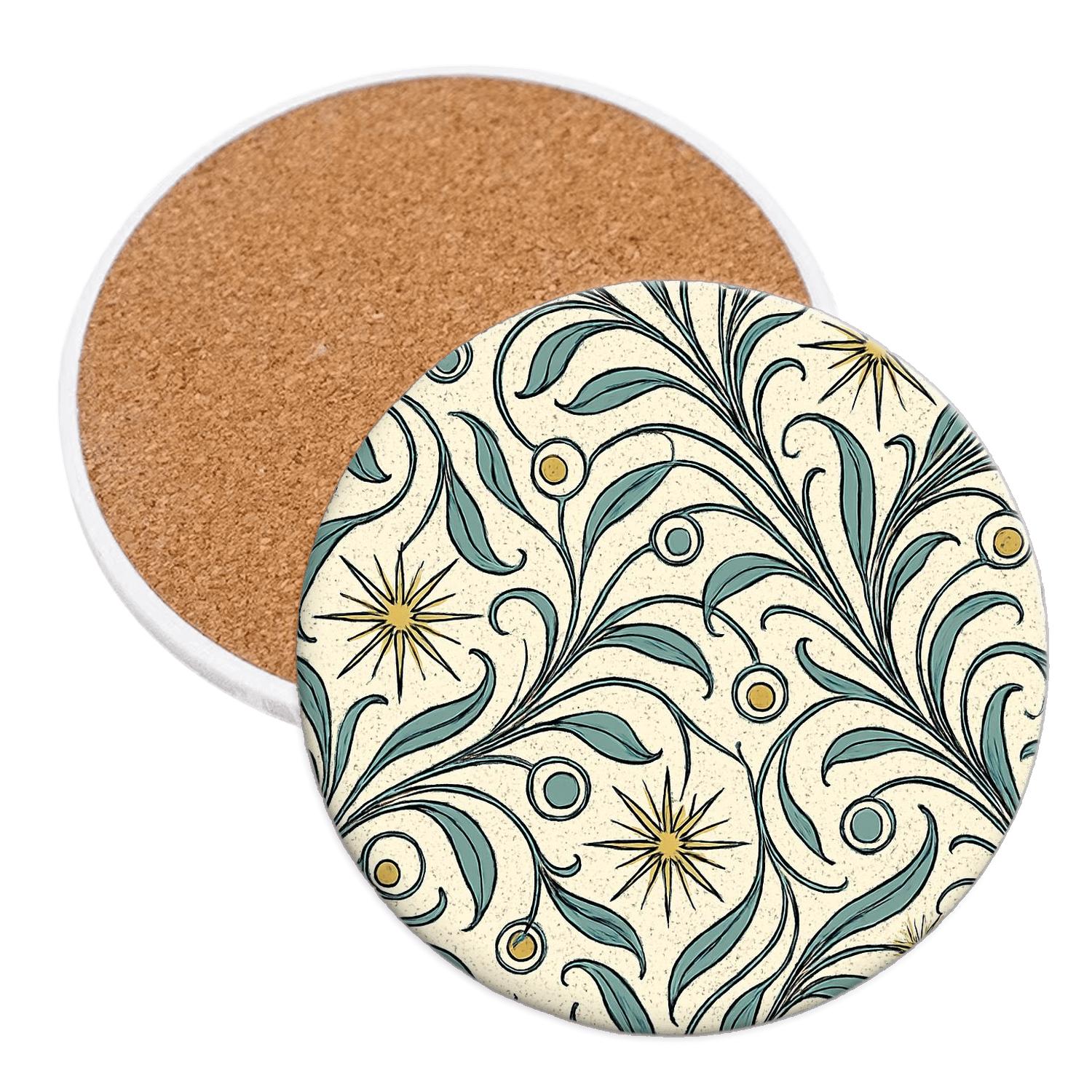 Art Nouveau Star Map Vines decorative beverage coasters