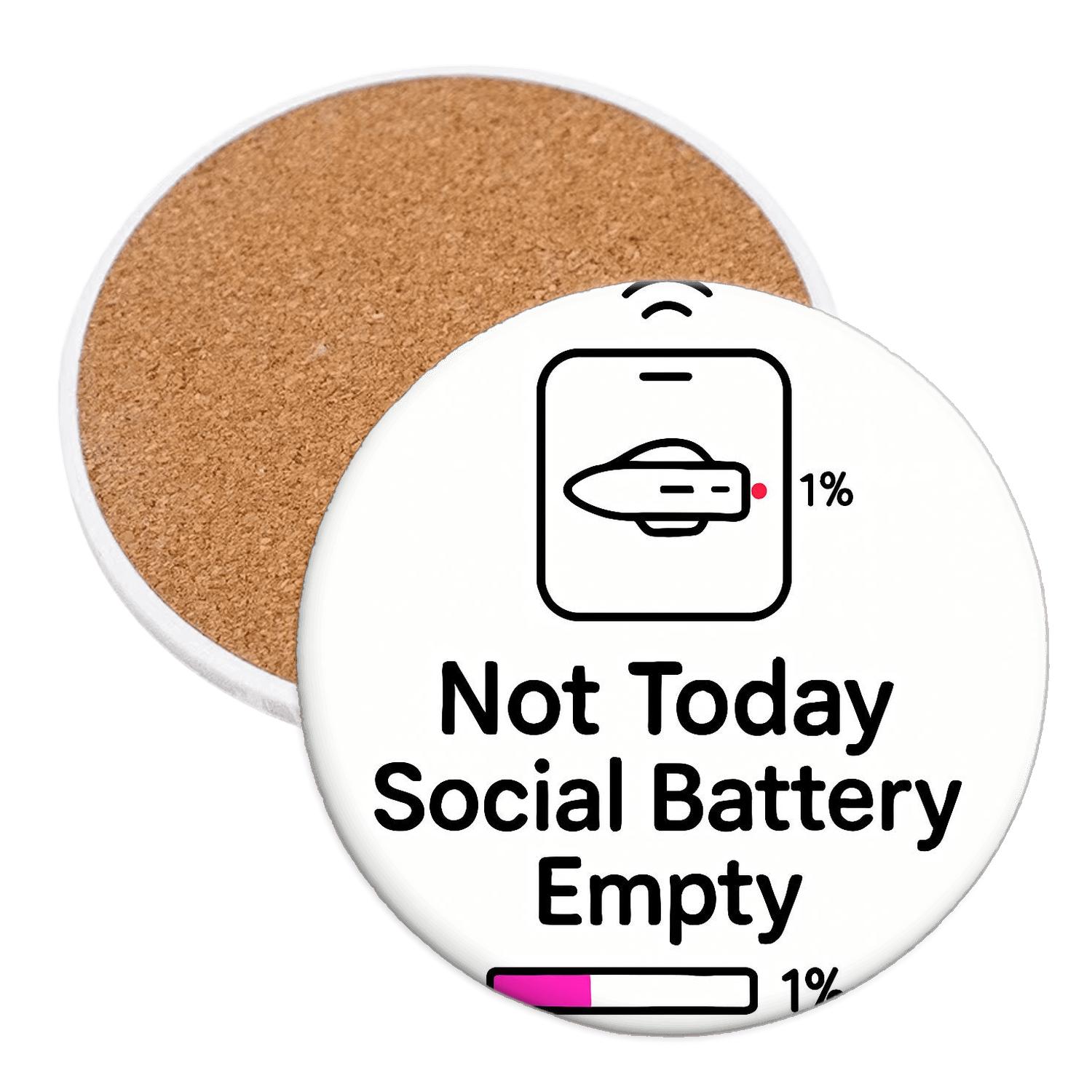 Social Battery Empty Starship Edition coasters for home decor