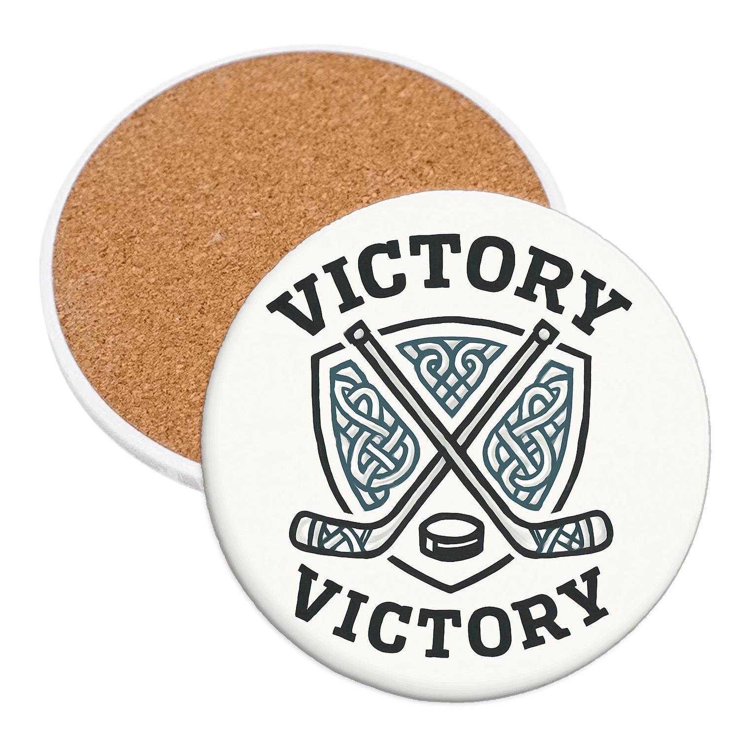 Nordic Hockey Crossed Sticks Victory Crest elegant tabletop coasters
