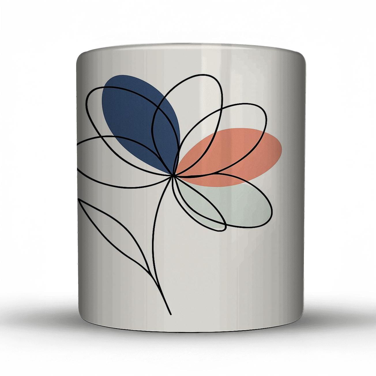 Orbit Bloom Line Art ceramic coffee mugs