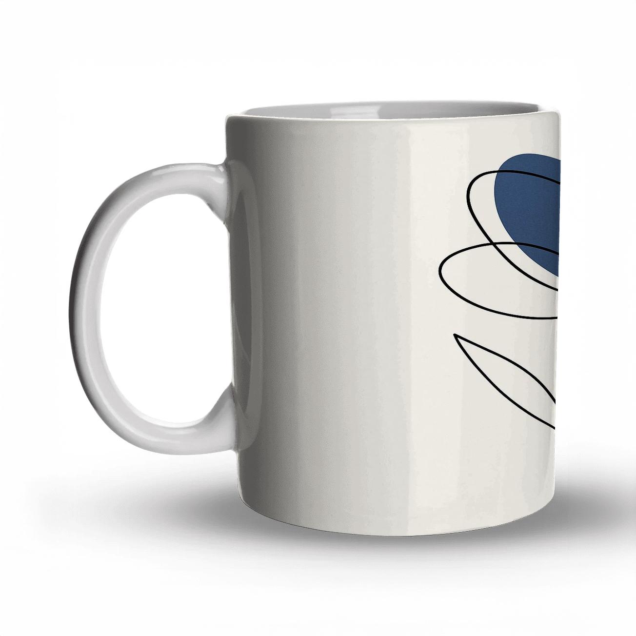 Orbit Bloom Line Art ceramic coffee mugs