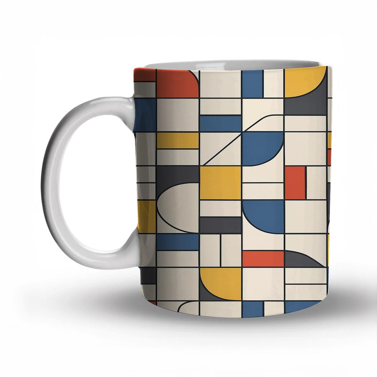 Bauhaus Weaving Grid Fugue custom printed mugs
