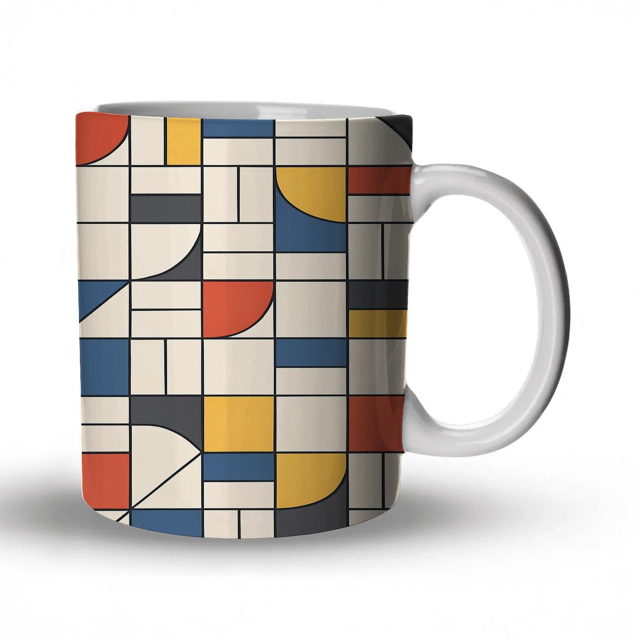 Bauhaus Weaving Grid Fugue custom printed mugs