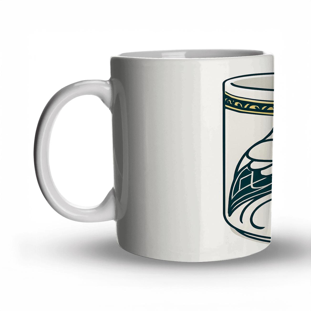 Art Nouveau Owl Linework Mug custom printed mugs