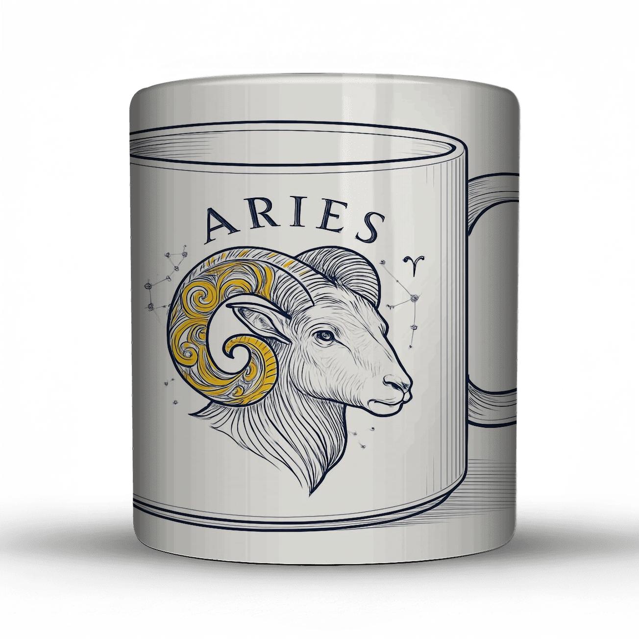 Aries Celestial Ram Filigree decorative mug sets