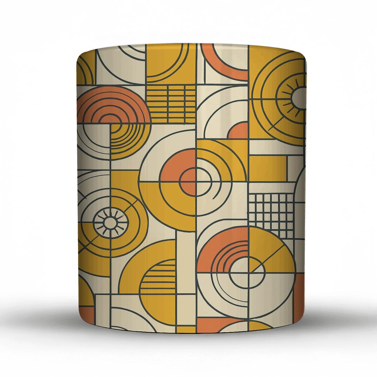 Bauhaus Retro Futurist Orbit Grid Motif personalized mugs