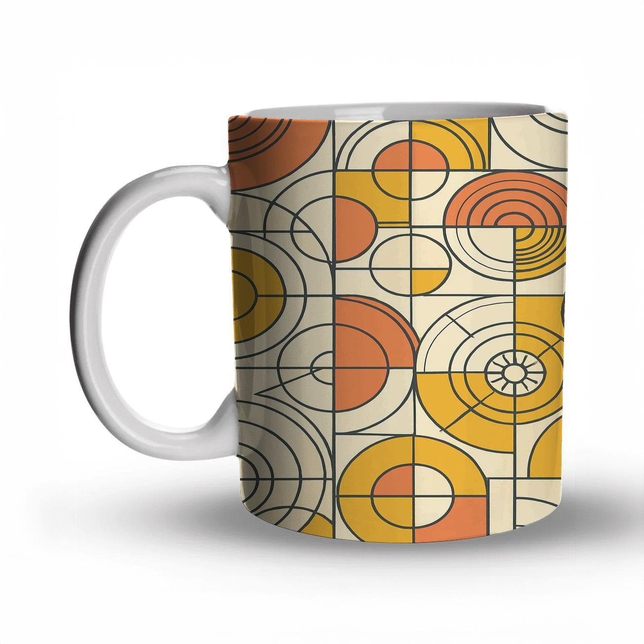 Bauhaus Retro Futurist Orbit Grid Motif personalized mugs