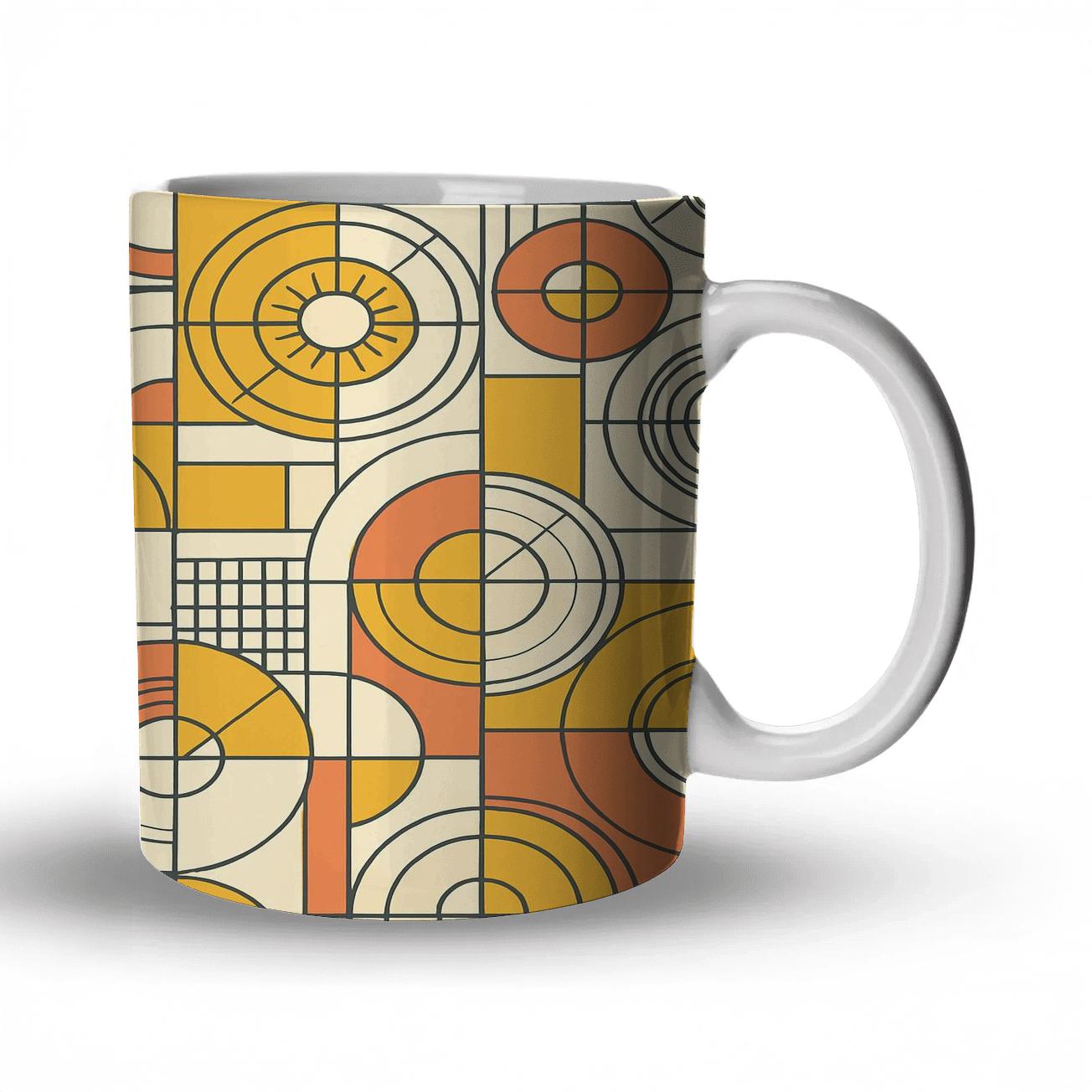 Bauhaus Retro Futurist Orbit Grid Motif personalized mugs