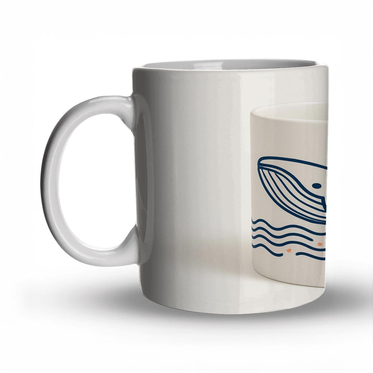 Minimal Whalebone Ornament Whale Mug novelty coffee mugs