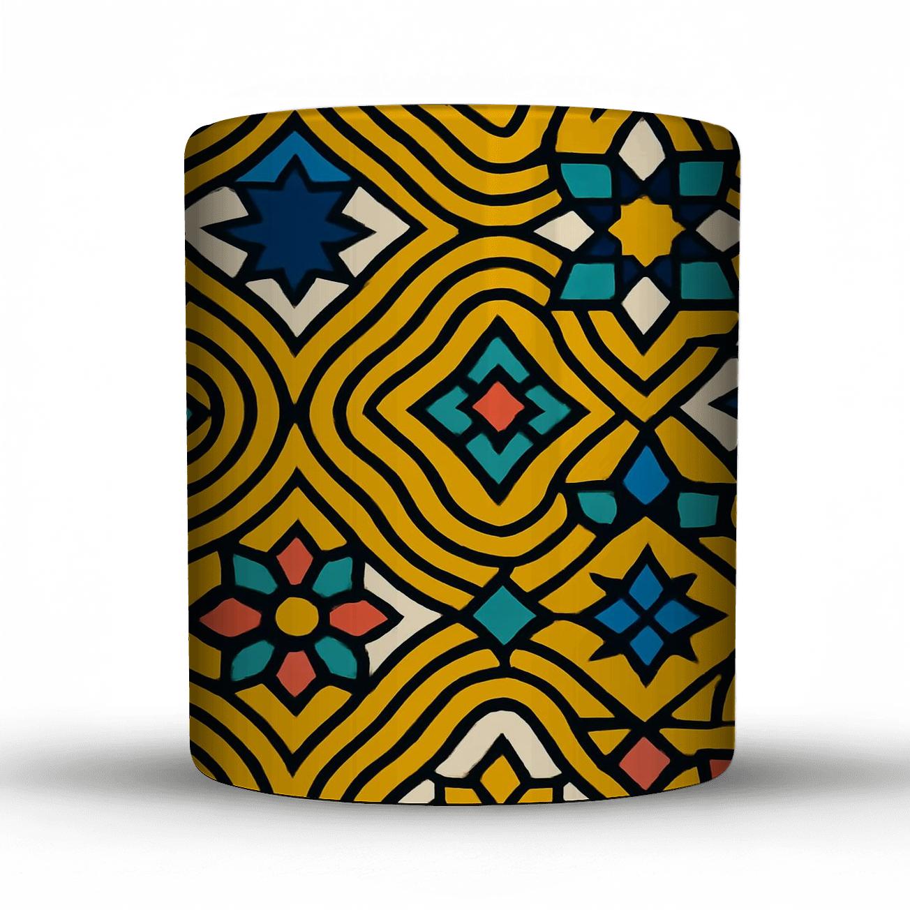 Op Art Desert Mosaic Lines ceramic coffee mugs