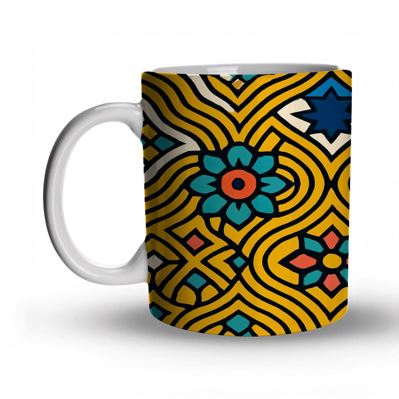 Op Art Desert Mosaic Lines ceramic coffee mugs