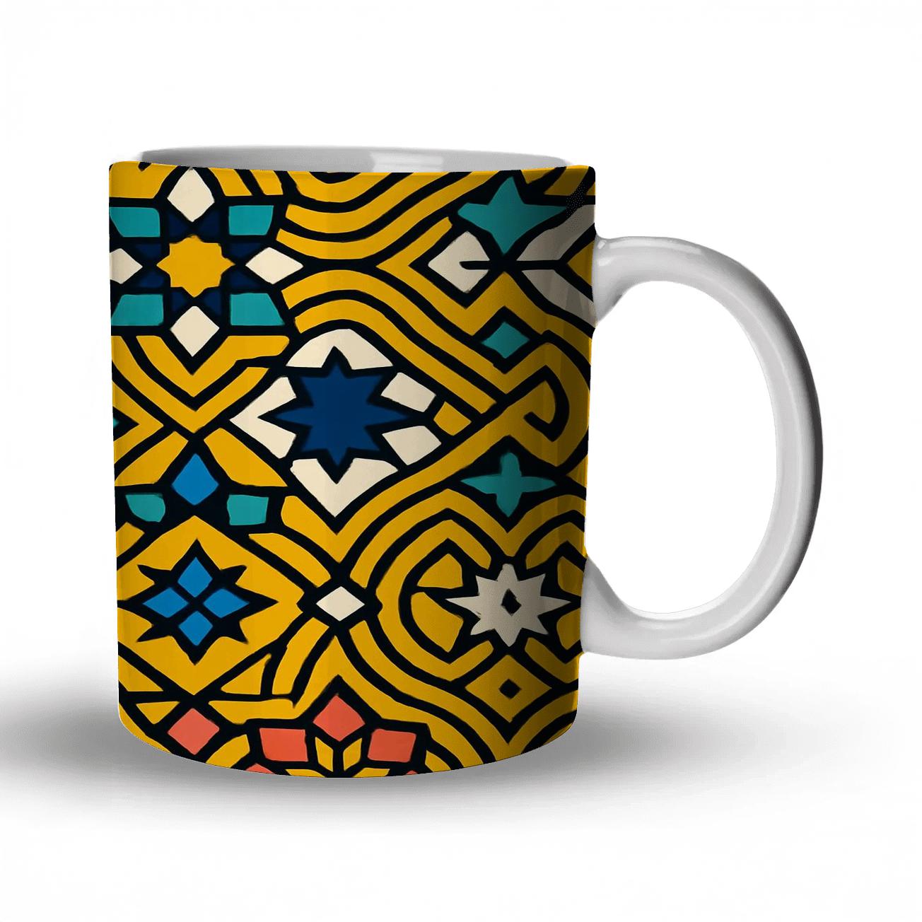 Op Art Desert Mosaic Lines ceramic coffee mugs