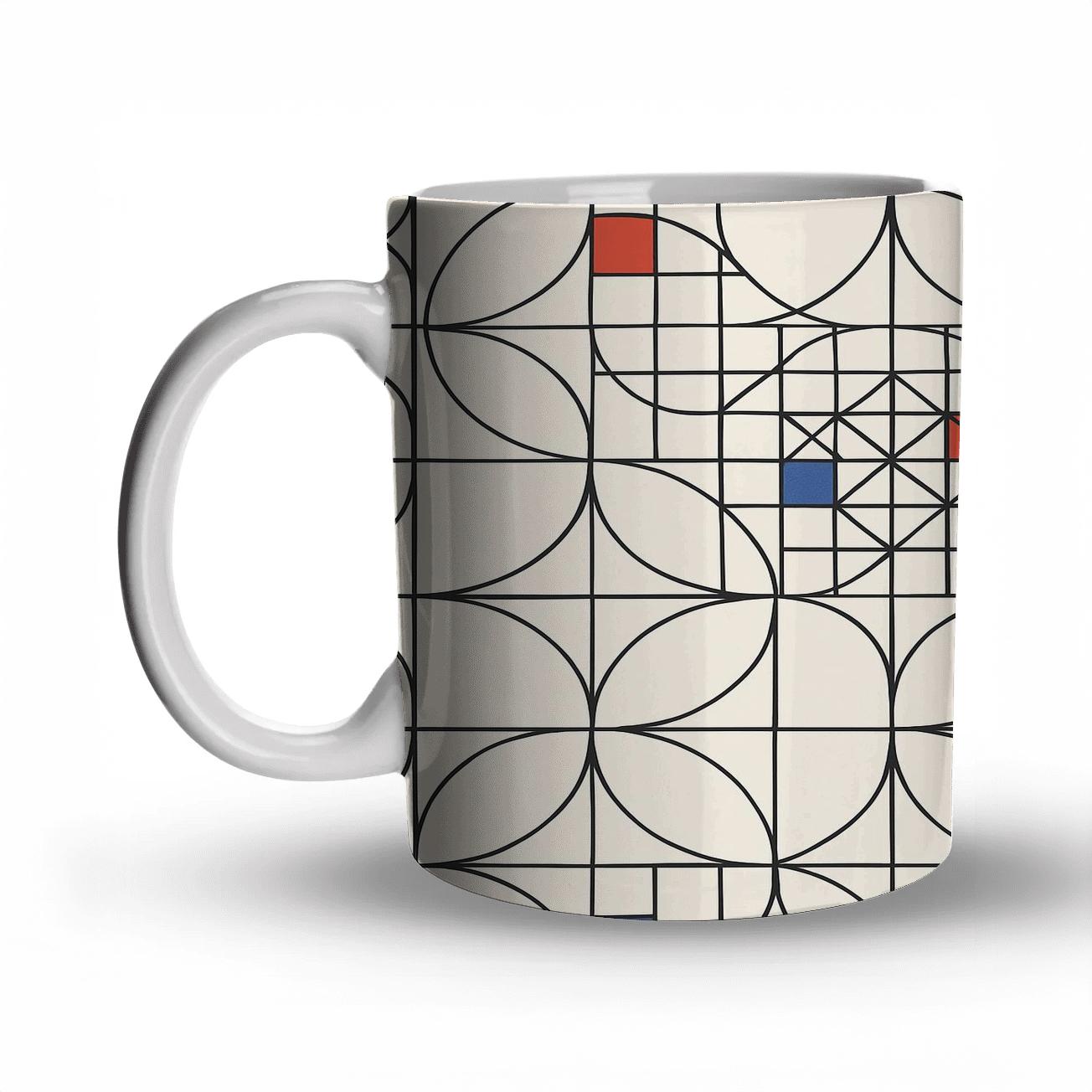 Ultrametric Bauhaus Constellation Grid ceramic coffee mugs