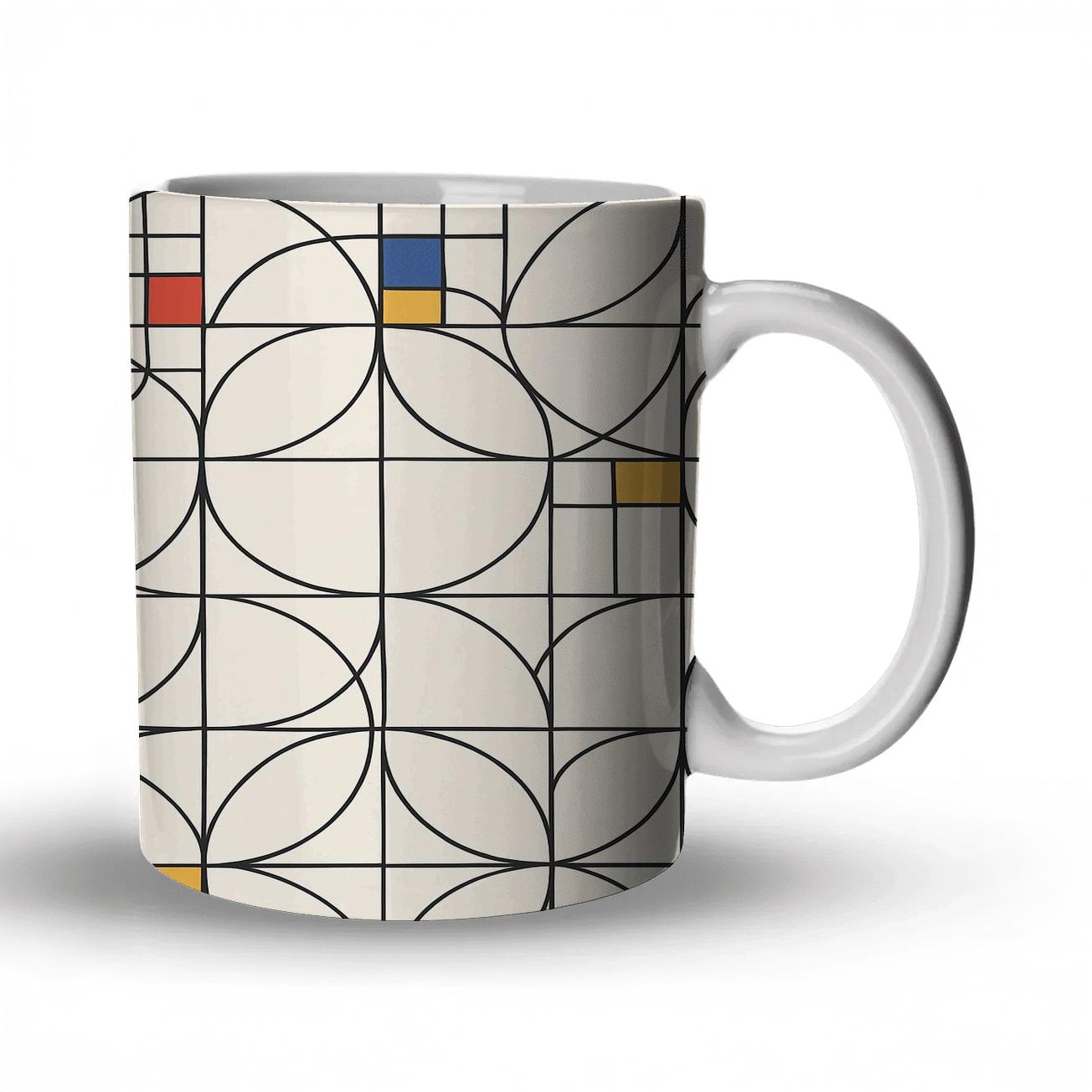 Ultrametric Bauhaus Constellation Grid ceramic coffee mugs