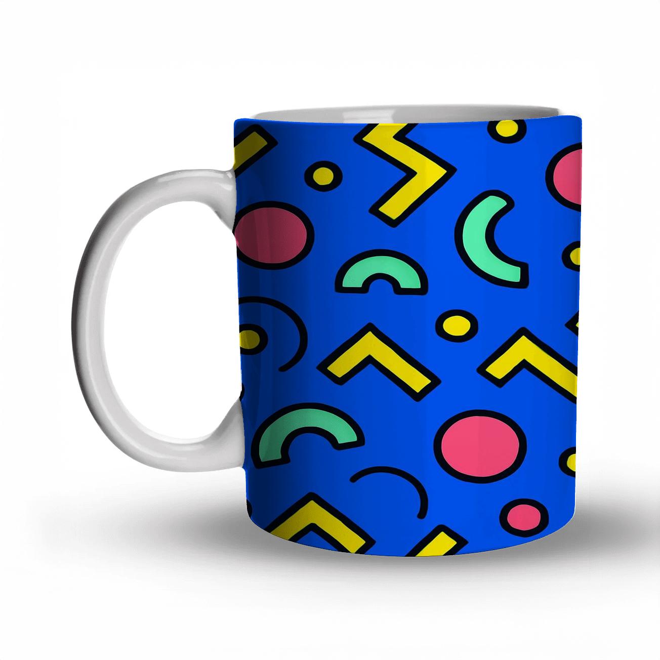 Memphis Orbit Linework Tapestry insulated thermal mugs