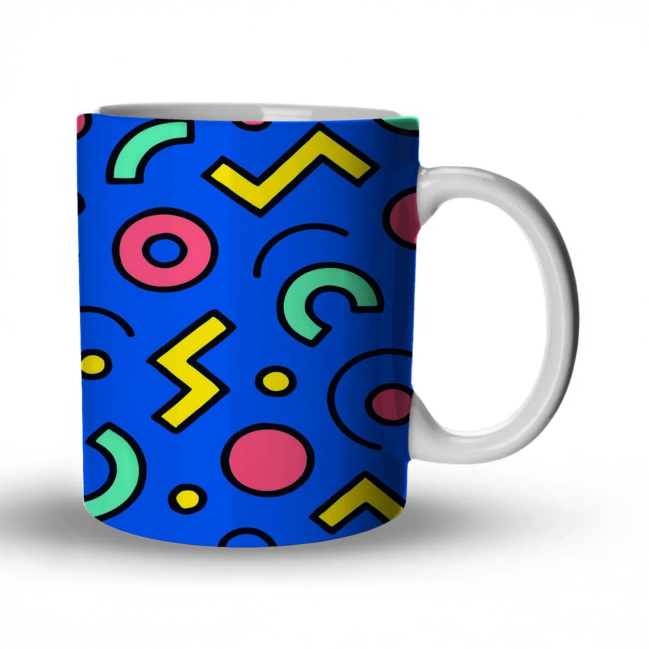 Memphis Orbit Linework Tapestry insulated thermal mugs