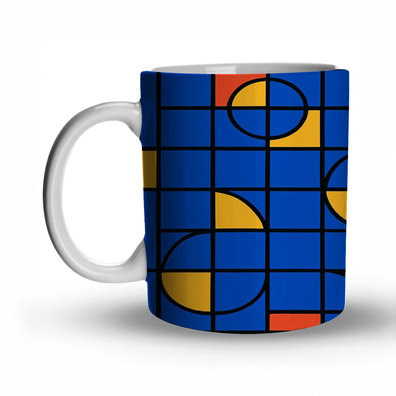 Ultramarine Bauhaus Constellation Grid ceramic coffee mugs