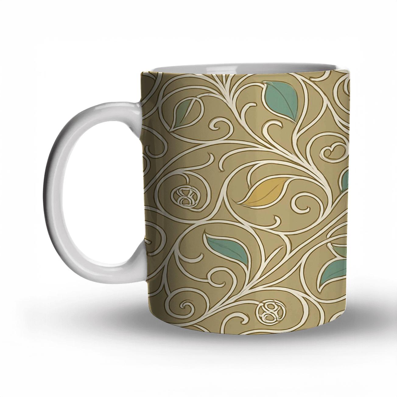 Art Nouveau Secessionist Vine Filigree Repeat custom printed mugs