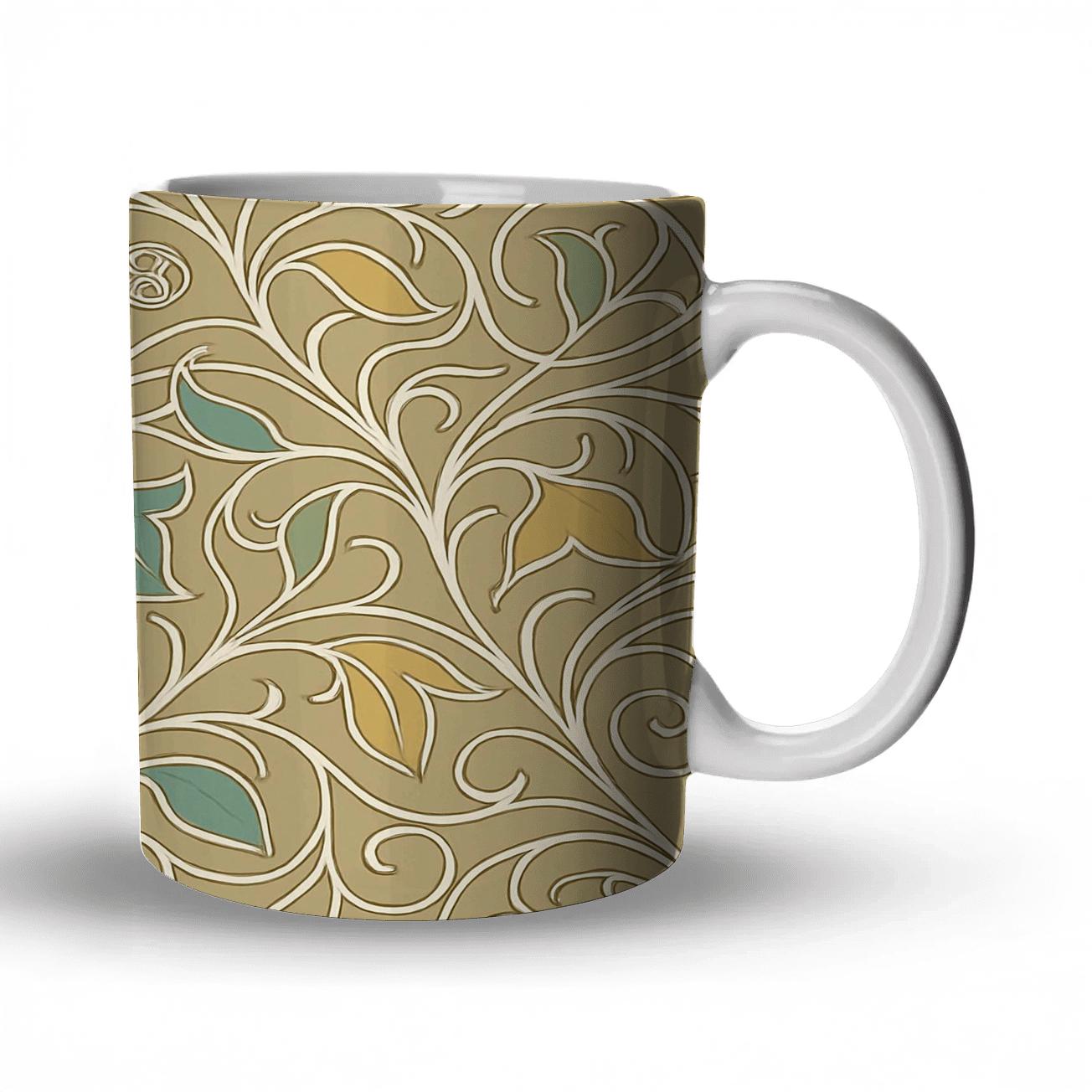 Art Nouveau Secessionist Vine Filigree Repeat custom printed mugs