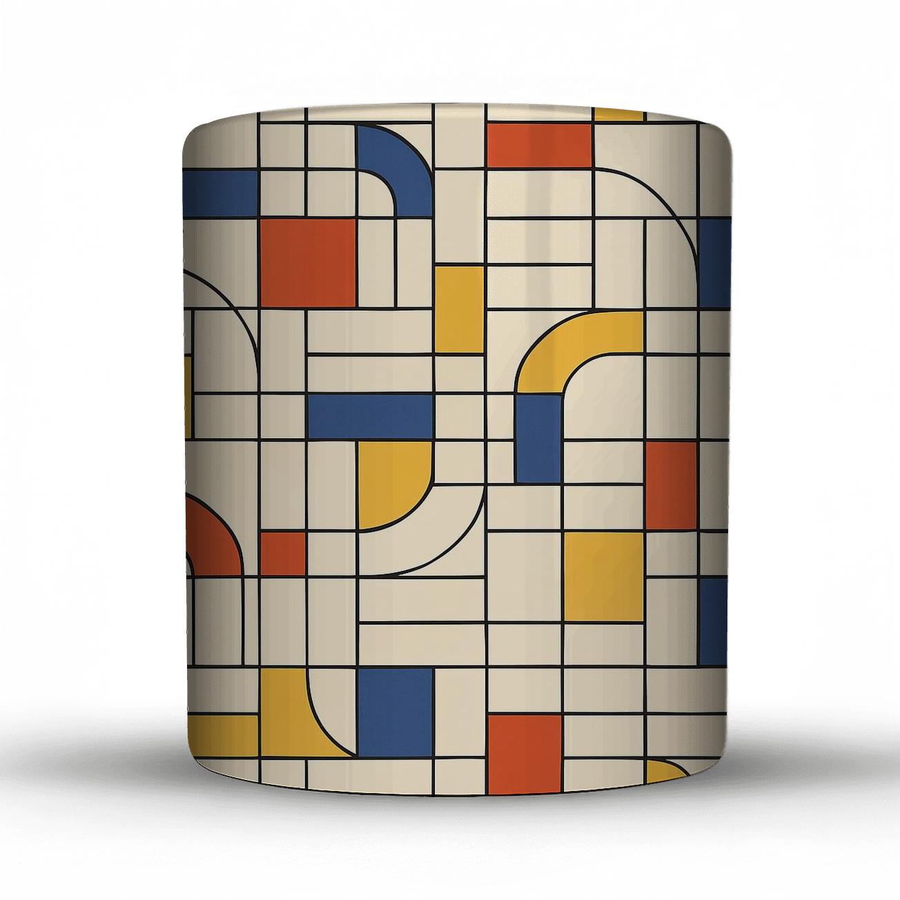 Bauhaus Weaving Grid Counterpoint travel mugs with handles