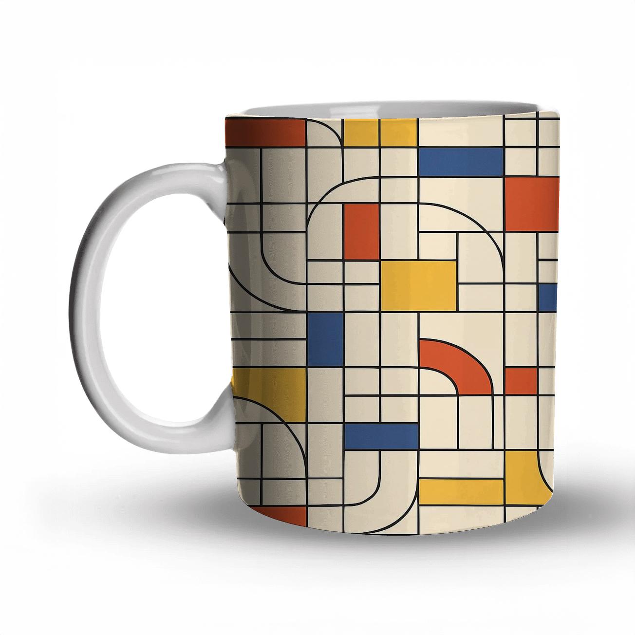 Bauhaus Weaving Grid Counterpoint travel mugs with handles