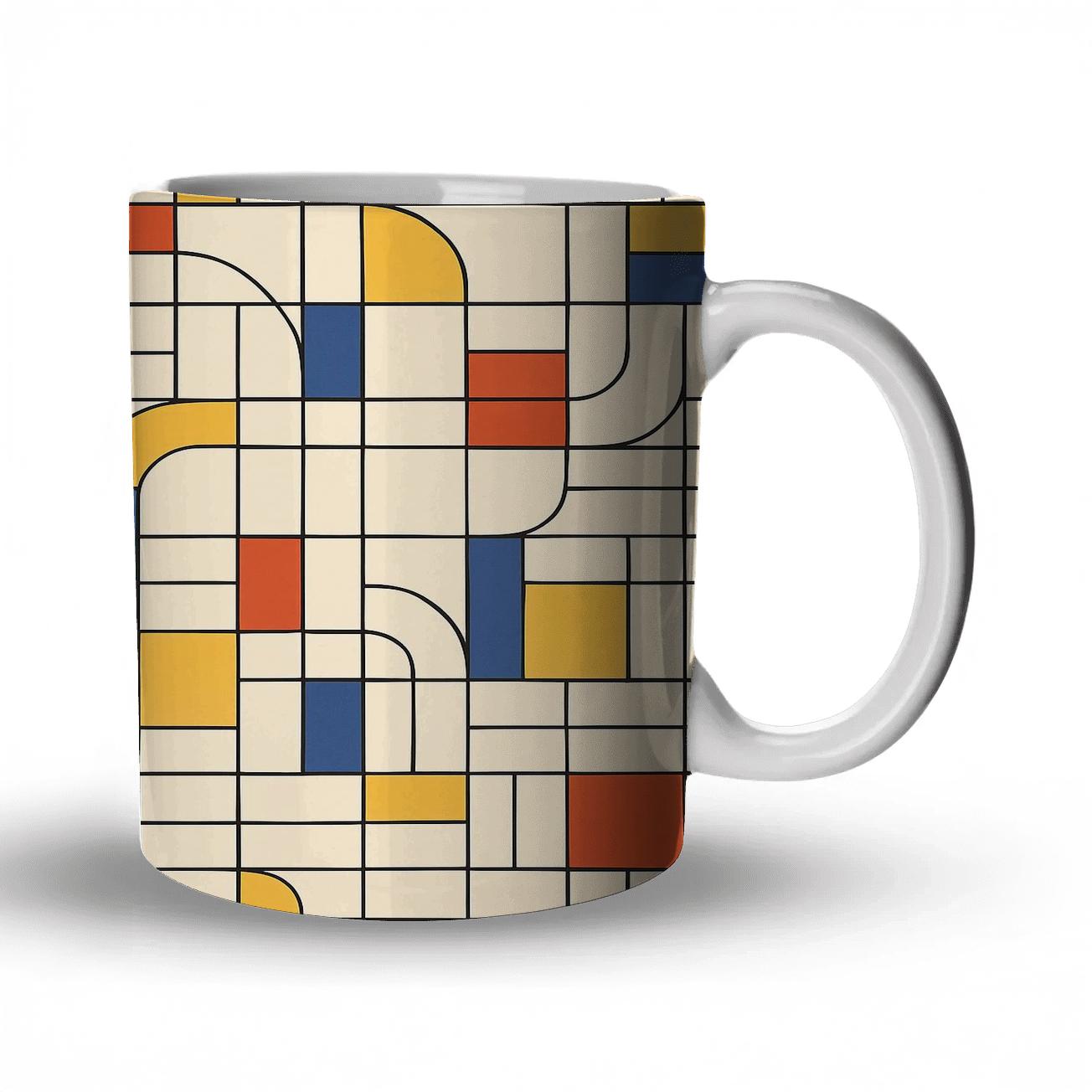 Bauhaus Weaving Grid Counterpoint travel mugs with handles