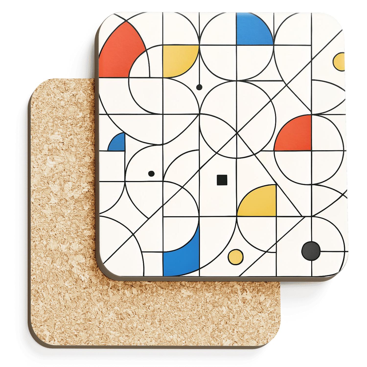 Bauhaus Constructivist Orbit Grid wooden table coasters