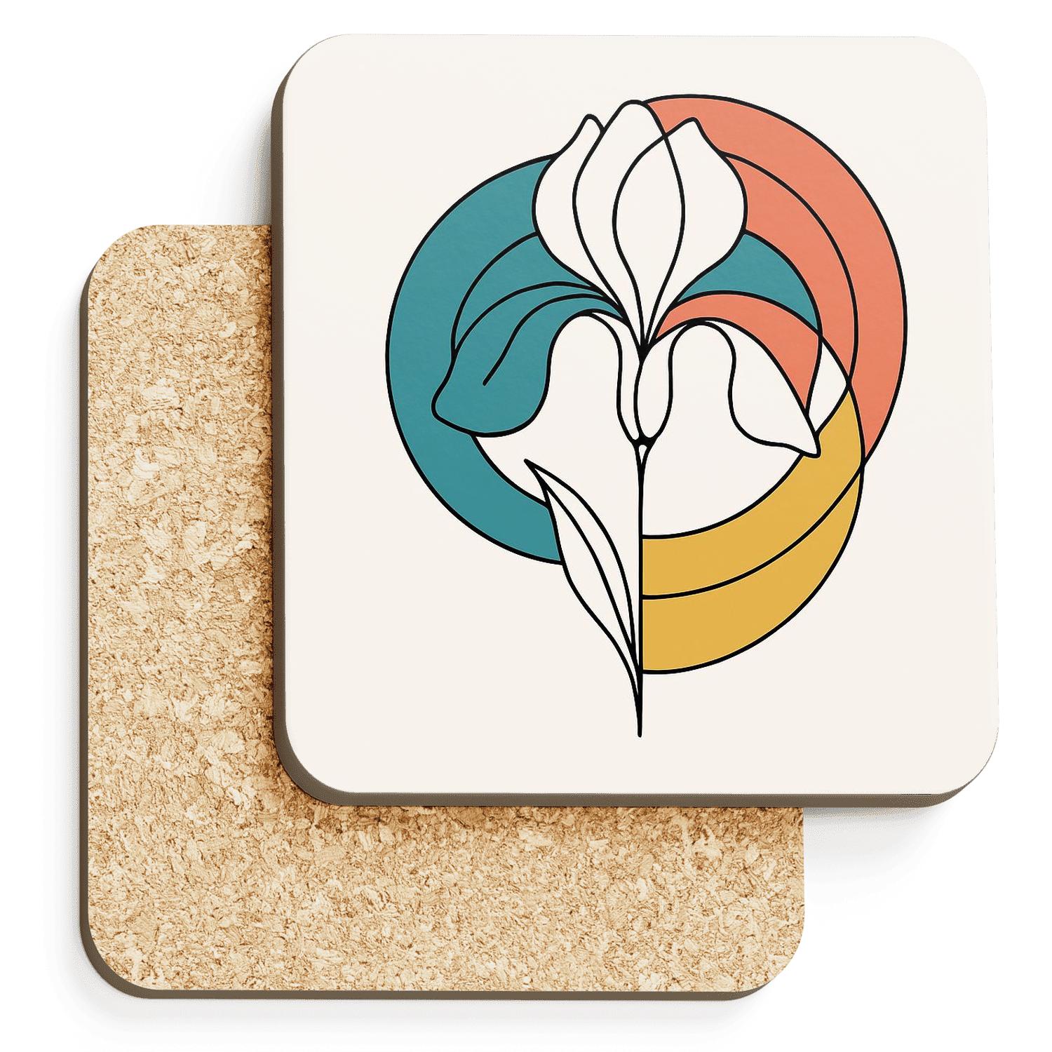 Orbiting Iris Geometry elegant tabletop coasters