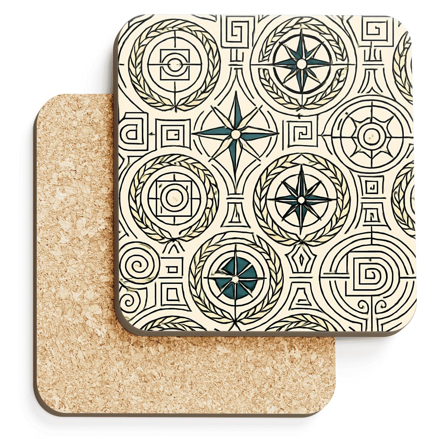 Vienna Secession Star Compass Filigree decorative beverage coasters