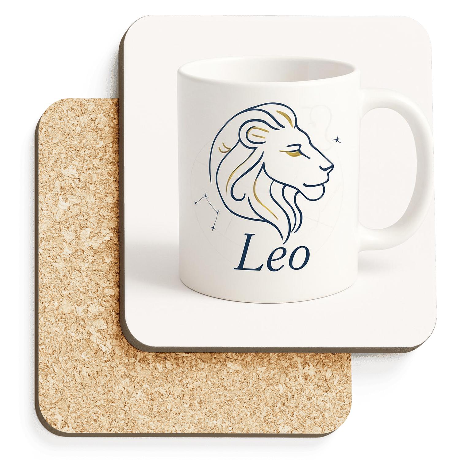 Leo Solar Regal Constellation Line Art Mug Design absorbent drink coasters