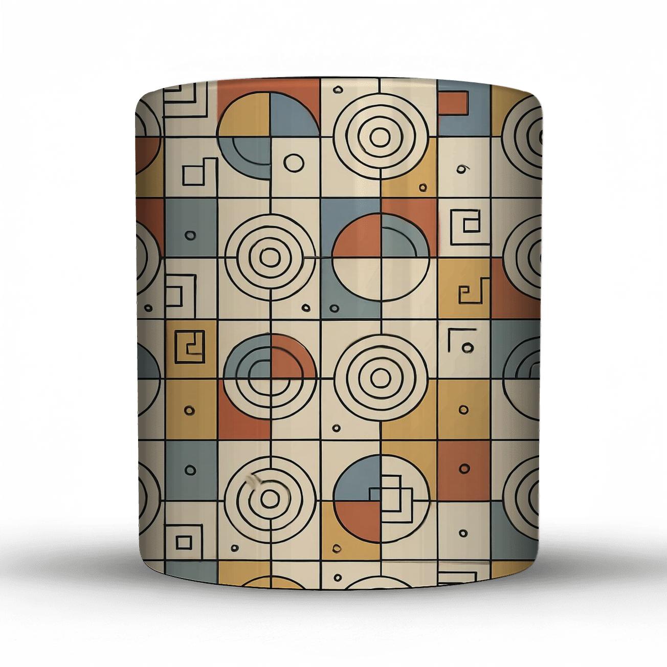 Bauhaus To Wiener Werkstatte Geometric Rosette Grid ceramic coffee mugs