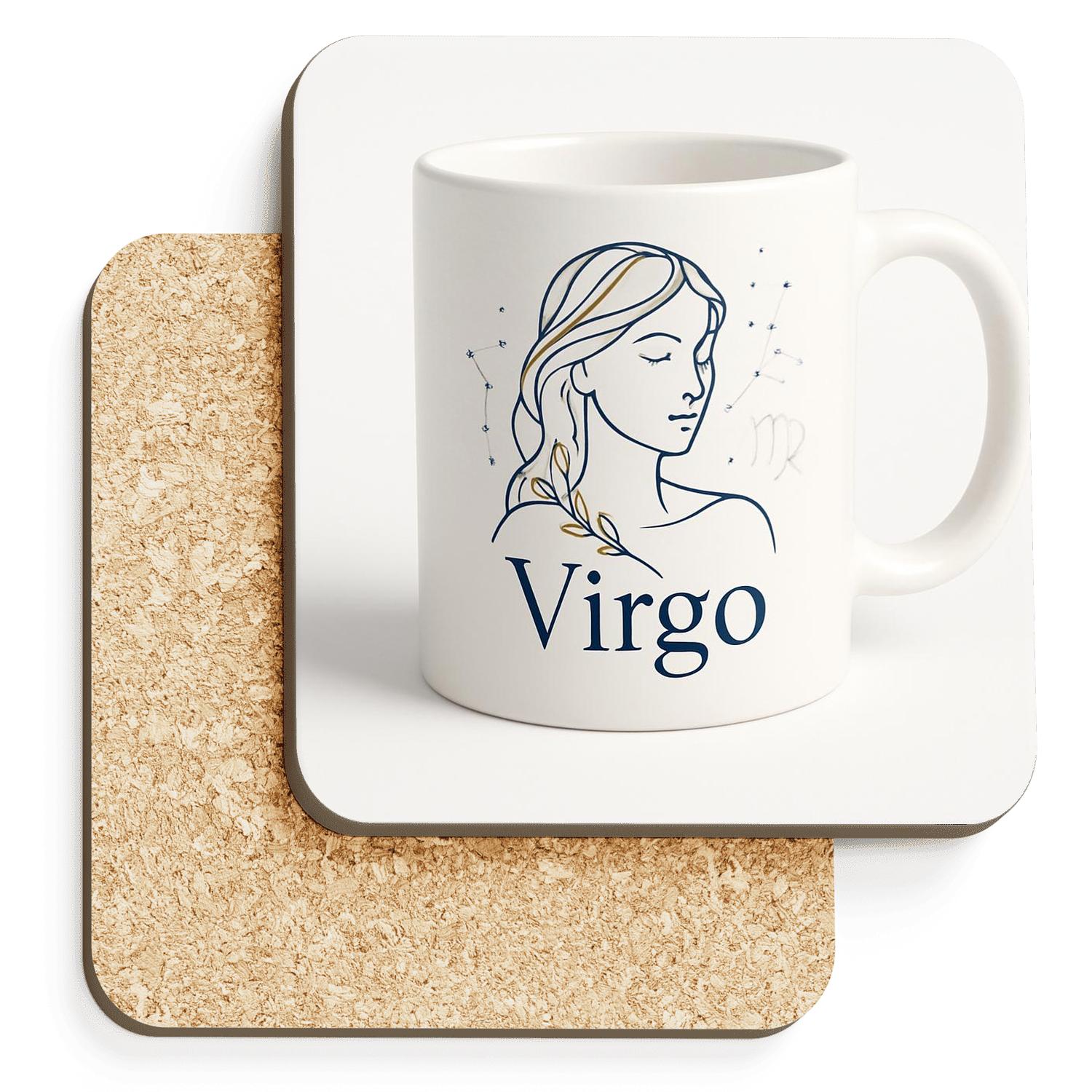 Virgo Maiden Astral Botanical Line Art Mug Design elegant tabletop coasters