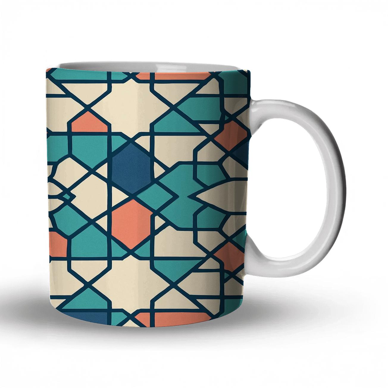 Girih Star Lattice Minimal Interlace custom printed mugs