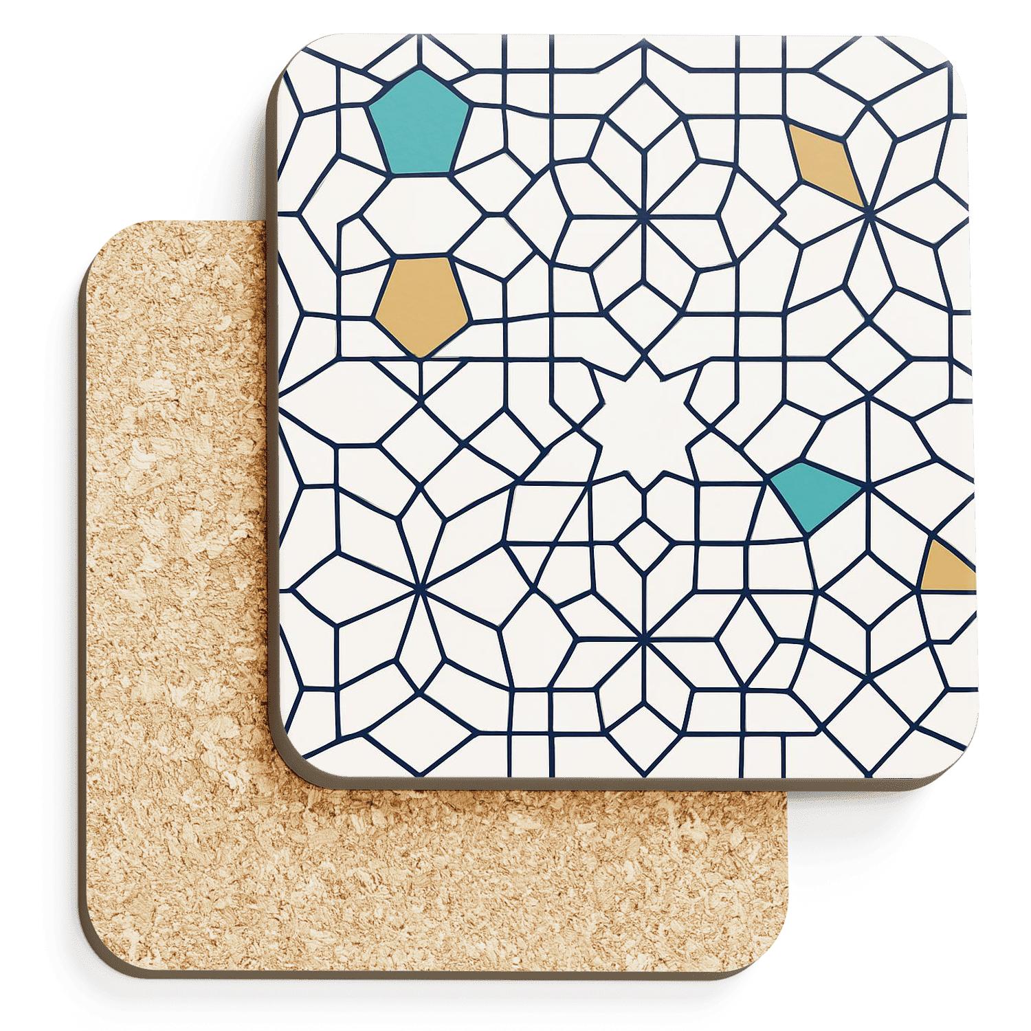 Andalusian Girih Starfield Minimal Weave stone coaster collections