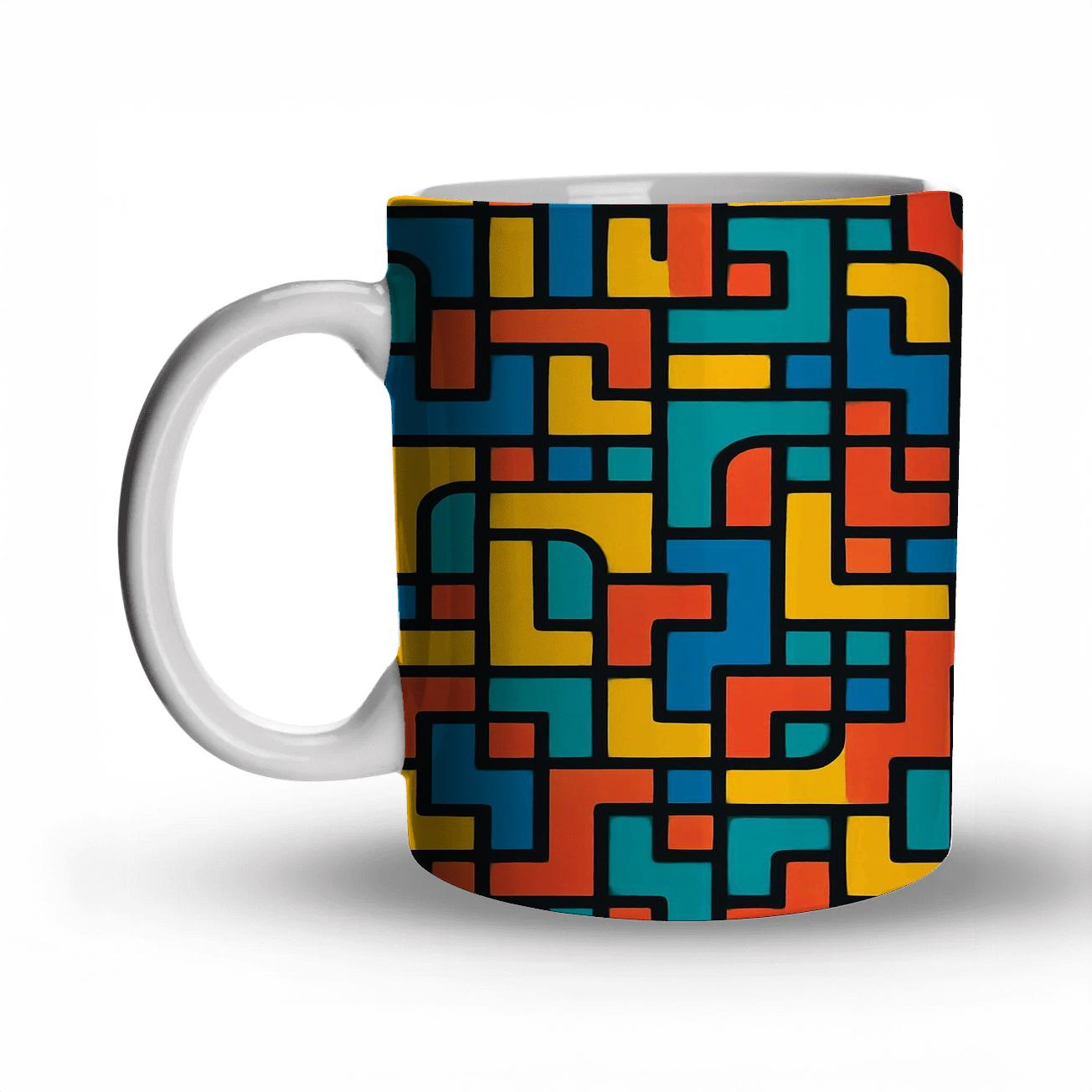De Stijl Carnival Circuit Lines premium drinkware mugs