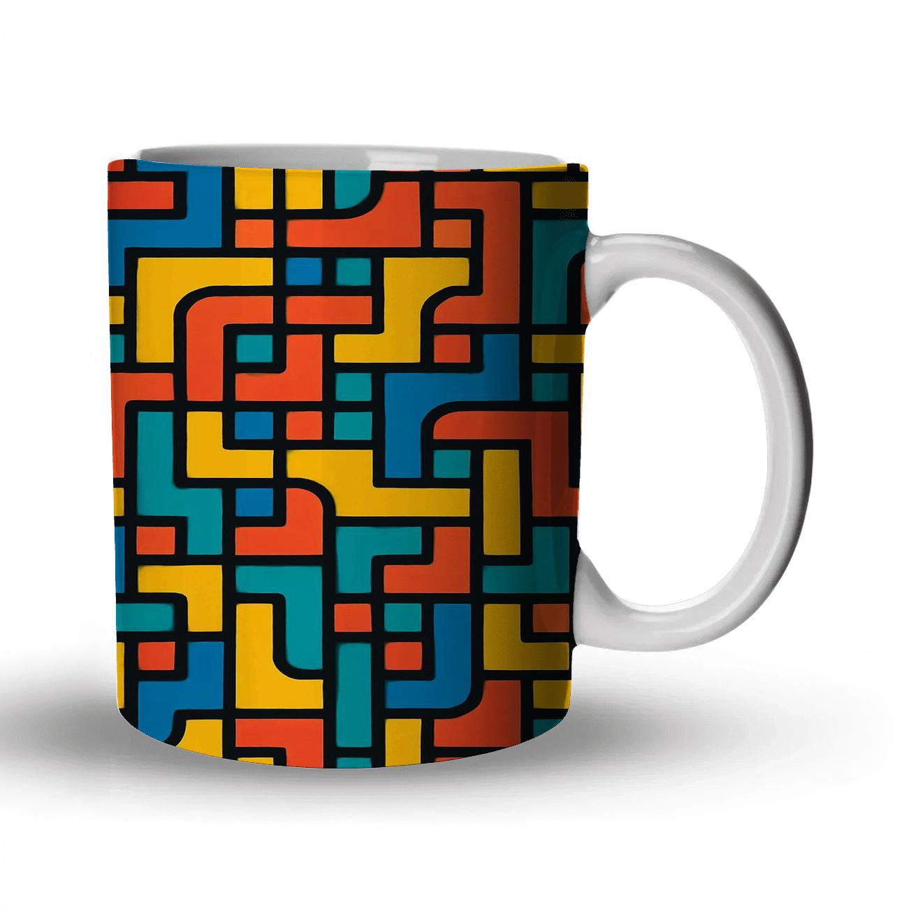 De Stijl Carnival Circuit Lines premium drinkware mugs