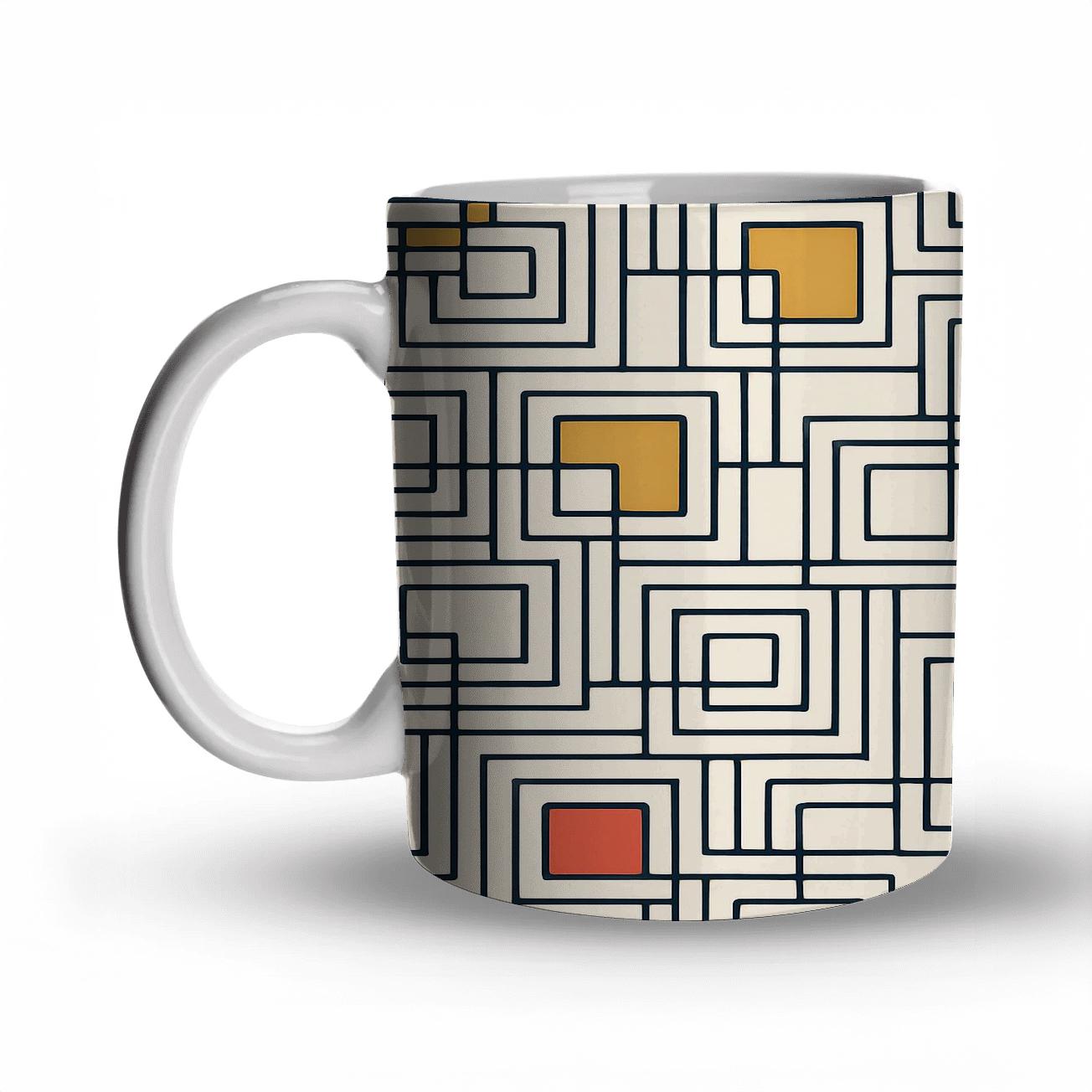 Bauhaus Weaving Grid Harmonics premium drinkware mugs
