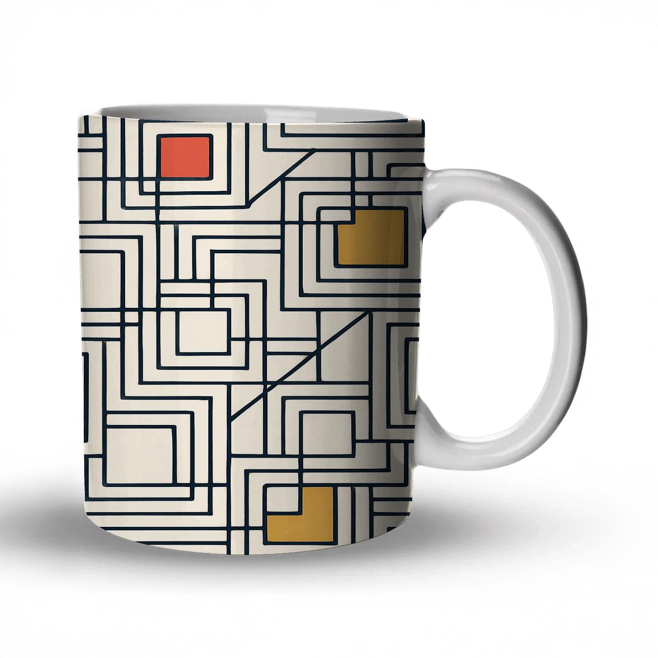 Bauhaus Weaving Grid Harmonics premium drinkware mugs