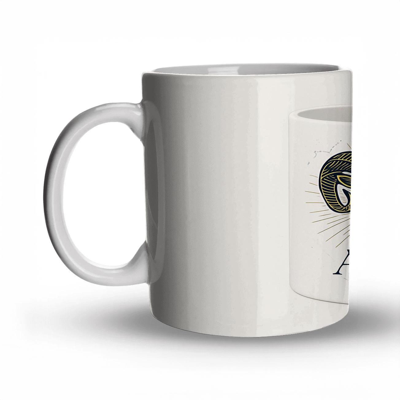 Aries Art Deco Ram Constellation Seal travel mugs with handles